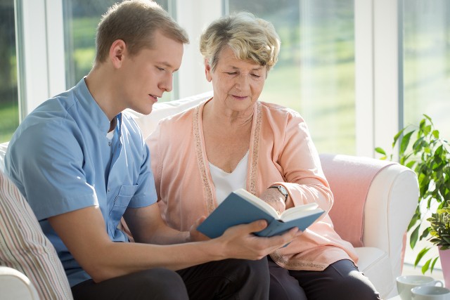 Caregiver reading